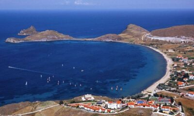 a aerial view of a beach and a body of water