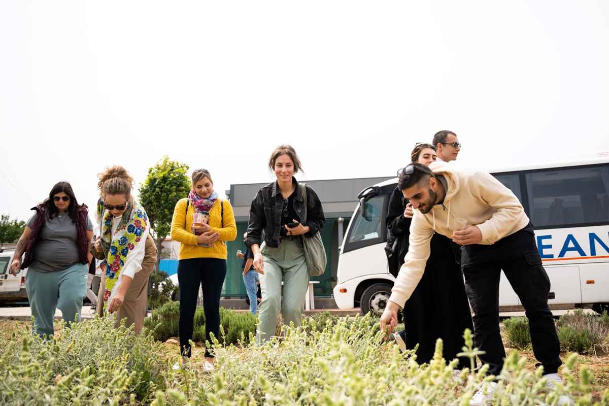 a group of people in a garden