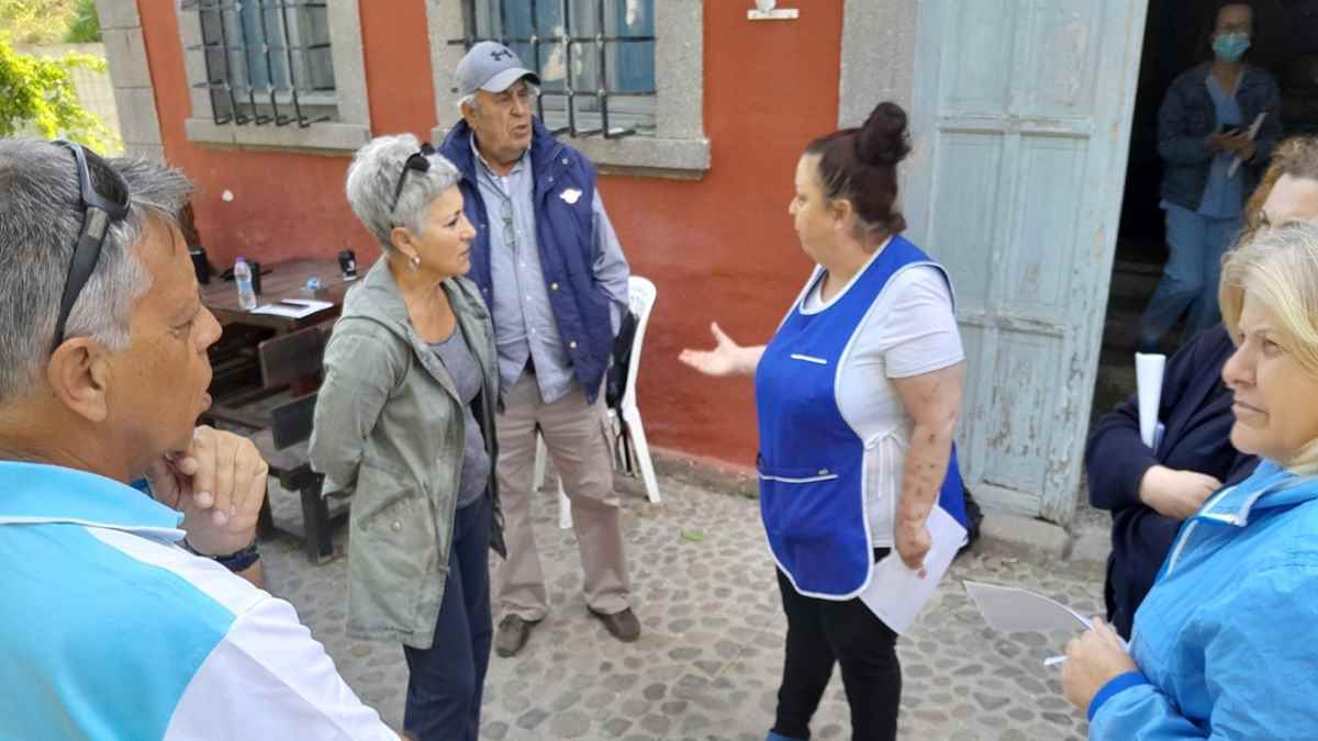 a group of people standing outside