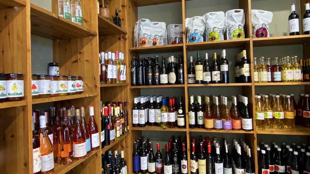 bottles of liquid on a counter