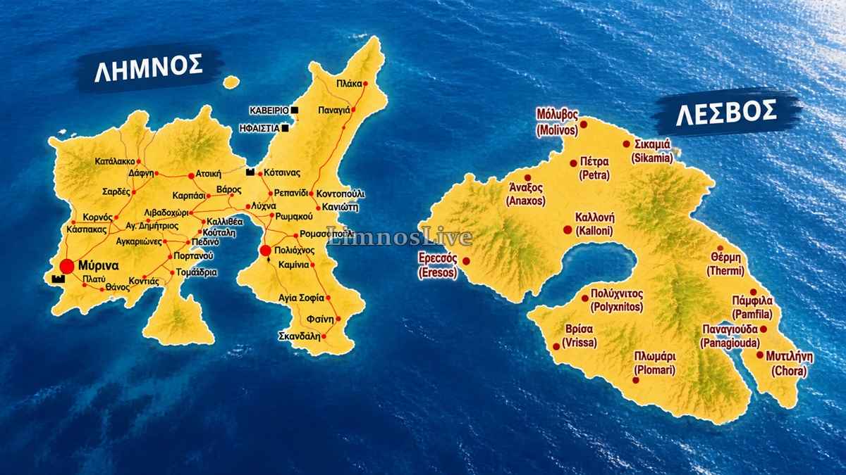 MAP LIMNOS LESVOS